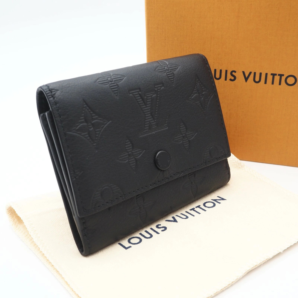 Louis Vuitton Monogram Shadow Black Victor Wallet Tri fold Black calf leather